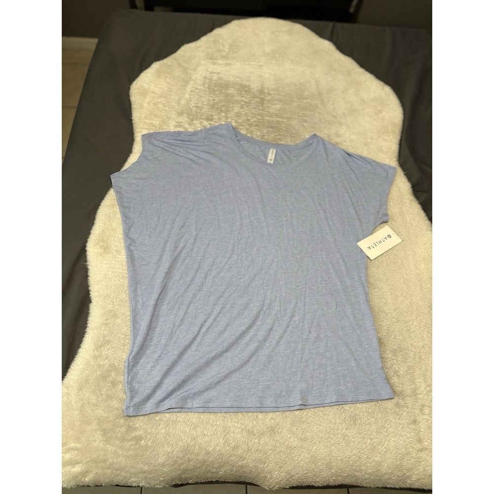 New Athleta Restore Heather Tee Athletic Top Shirt Size XL‎ Sky Blue